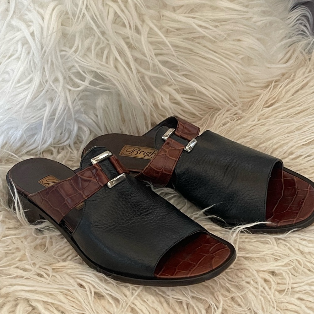 BRIGHTON Leather Embossed Slides size 8.5